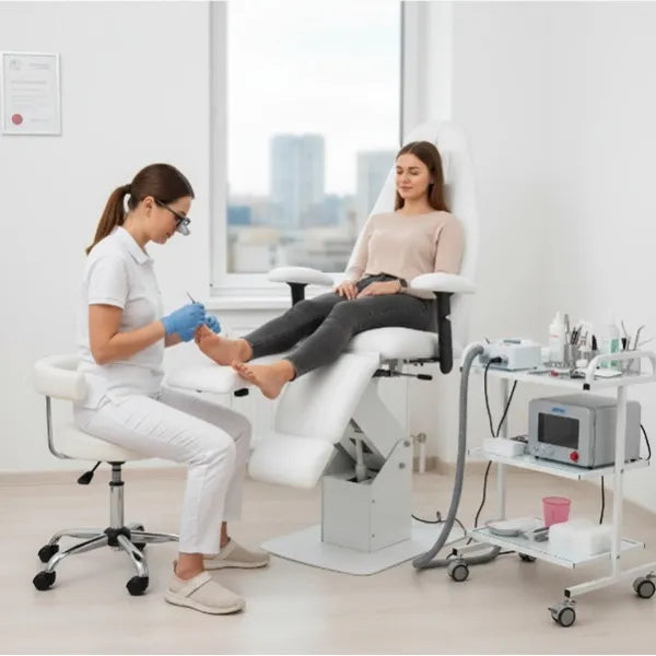 Fußpflegestuhl elektrisch mit 1 Motor, Pediküre stuhl Extens in Weiß, höhenverstellbar - Tiptop - Einrichtung