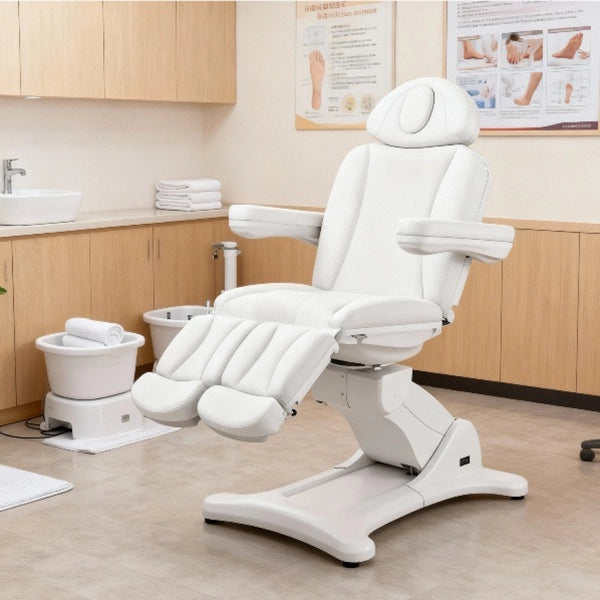 Drehbarer Fußpflegestuhl elektrisch mit 5 Motoren, Pediküre stuhl Tarse in Weiß - Tiptop - Einrichtung