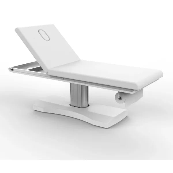 Elektrische Massageliege in Weiß, 1 Motor, Höhenverstellung, verstellbare Rückenlehne, Behandlungsliege