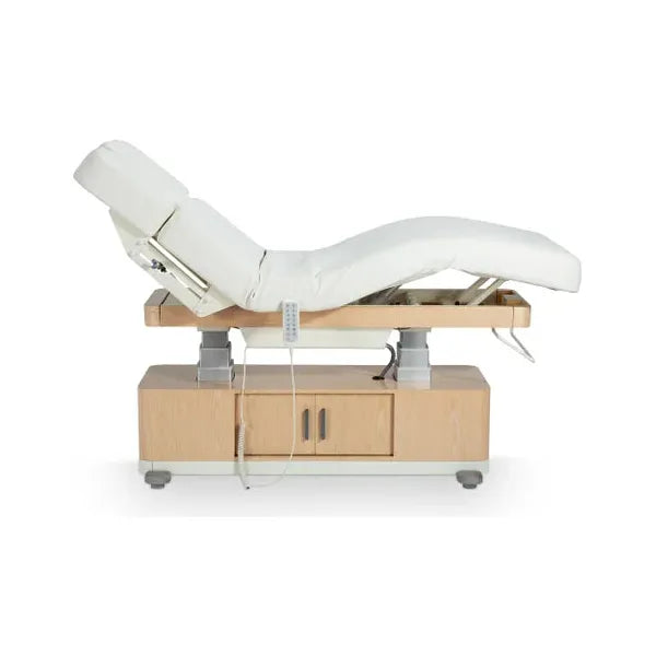 Elektrische Massageliege mit 4 Motoren, Massagetisch mit Heizfunktion, Behandlungsliege Libra in elegantem Design.