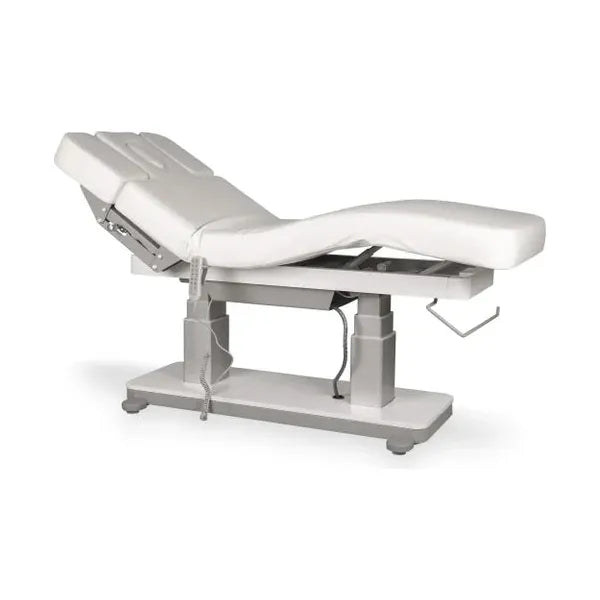 Elegante elektrische Massageliege mit 4 Motoren, Heizfunktion und LED, ideal für professionelle Behandlungen.