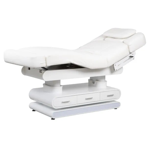 Elektrische Massageliege mit Heizfunktion, 4 Motoren, LED, Holzfuß, Höhe 63/88 cm, Kopfteil abnehmbar, Armlehnen