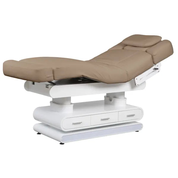 Elektrische Massageliege mit Heizfunktion, 4 Motoren, LED, Holzfuß, drei Schubladen, abnehmbares Kopfteil, Handsteuerung