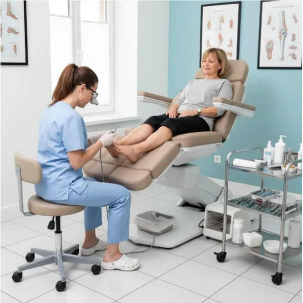 Eleganter Fußpflegestuhl elektrisch mit 3 Motoren, Pediküre stuhl medial-Smart für maximalen Komfort im Beautysalon.