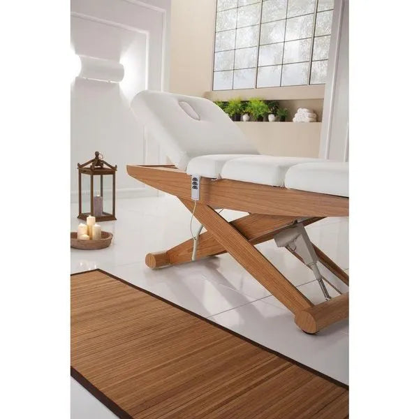 Elektrische Massageliege mit 3 Motoren, Massagetisch mit LED, Behandlungsliege Colonial-wood in Weiß - Tiptop - Einrichtung