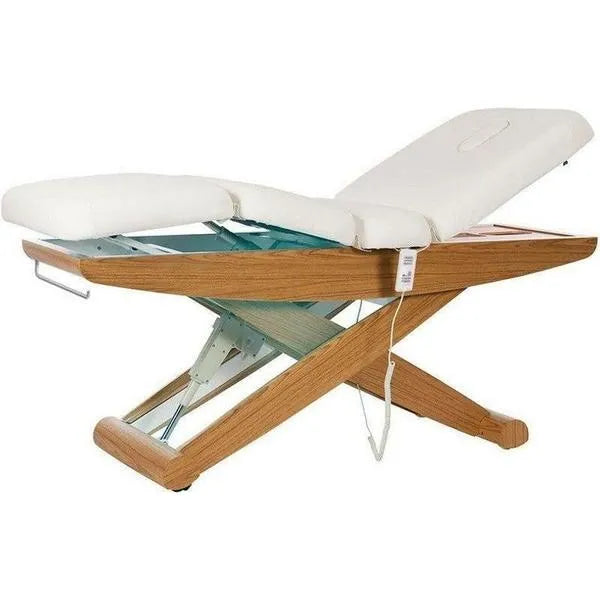 Elektrische Massageliege mit 3 Motoren, Massagetisch mit LED, Behandlungsliege Cyx mit Weißer PU-Polsterung - Tiptop - Einrichtung