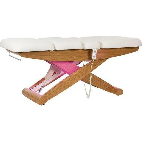 Elektrische Massageliege mit 3 Motoren, Massagetisch mit LED, Behandlungsliege Cyx mit Weißer PU-Polsterung - Tiptop - Einrichtung