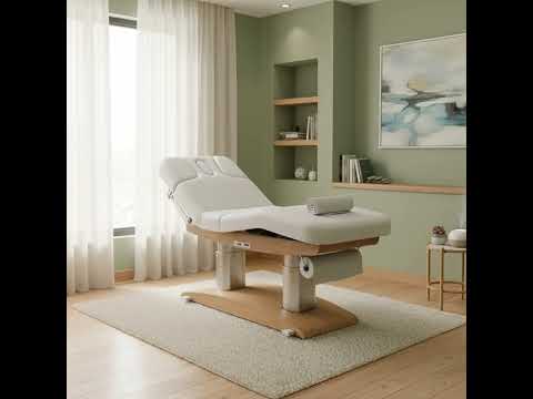 Elektrische Massageliege Lips mit vier Motoren, Heizfunktion, dreiteilige Matratze, verstellbare Armlehnen und Kopfstütze