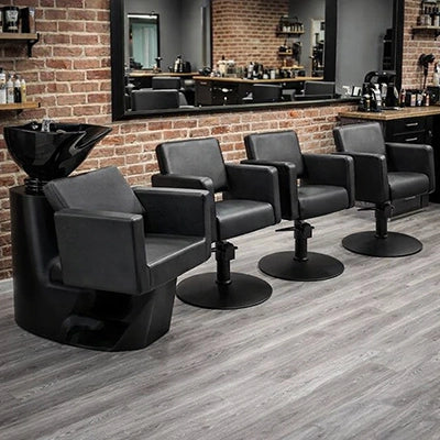 Das perfekte Salon-Set: Ergonomische Friseurstühle und modernes Waschbecken für Profis