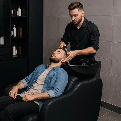 Erleben Sie Stil und Komfort: Das Wisp Power-Plus Friseur Waschbecken mit elektrischer Fußstütze
