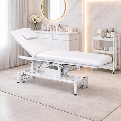 Entdecken Sie die elektrische Massageliege MARY: Stilvolles Design, ergonomischer Komfort und vielseitige Anwendungen für Ihr Beauty-Studio.