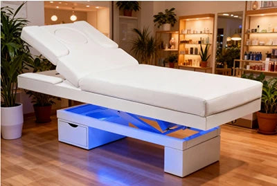 Entdecken Sie die perfekte Entspannung: Die beheizbare elektrische Massageliege mit 2 Motoren und LED-Beleuchtung für Ihr Spa oder Ihre Praxis!