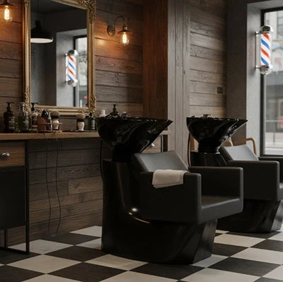 Friseur Waschbecken Odden: Stilvolles schwarzes Design für den ultimativen Komfort beim Frisieren