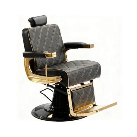 3x Barber stuhl in Gold-Schwarz, Herren Friseurstuhl Gon, Luxuriöser Barbershop stuhl für stilvolle Salons - Tiptop - Einrichtung