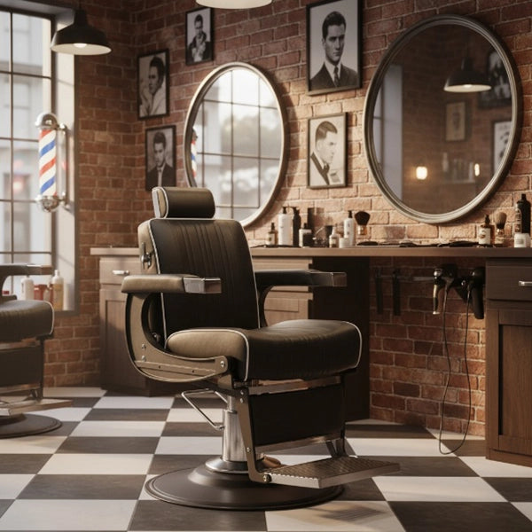 Barber stuhl in Schwarz, Herren Friseurstuhl Fold, Luxuriös und Funktional Barbershop stuhl - Tiptop - Einrichtung