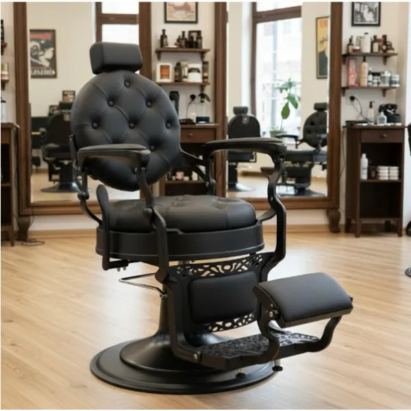 Barber stuhl in Schwarz, Herren Friseurstuhl Mack, Eleganter Barbershop stuhl - Tiptop - Einrichtung