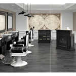 1x Friseur Bedienplatz, Vorwärtswaschbecken friseur 3B William – 1x Barber stuhl Clint