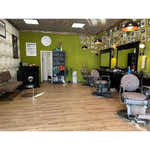 1x Friseur Bedienplatz, Vorwärtswaschbecken friseur 3B William – 1x Barber stuhl Clint