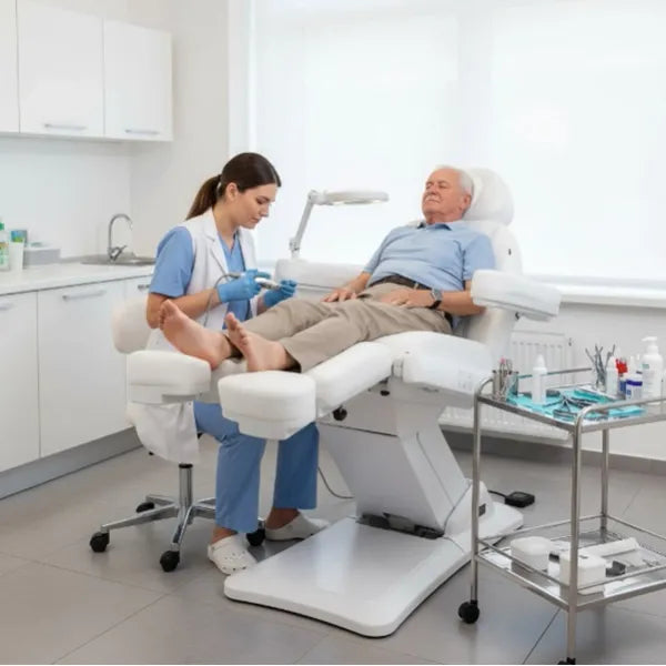 Fußpflegestuhl elektrisch mit 3 Motoren, Pediküre stuhl medial in Weiß - Tiptop - Einrichtung