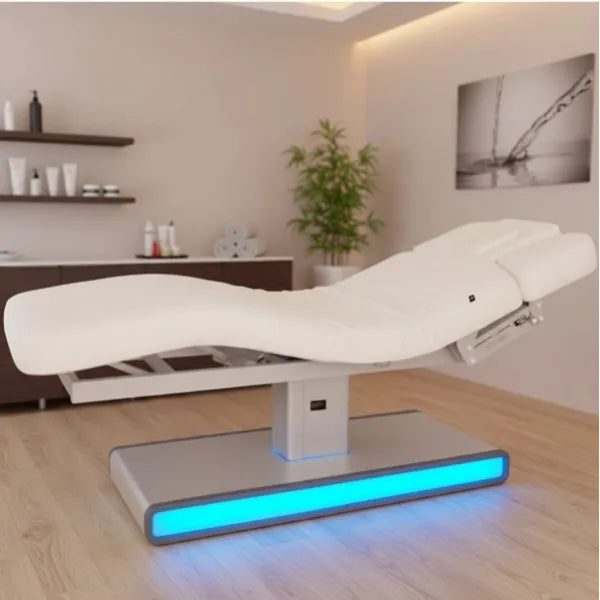 Elektrische Massageliege mit 3 Motoren, Massagetisch mit LED, Behandlungsliege in Weiß, Nush - Tiptop - Einrichtung