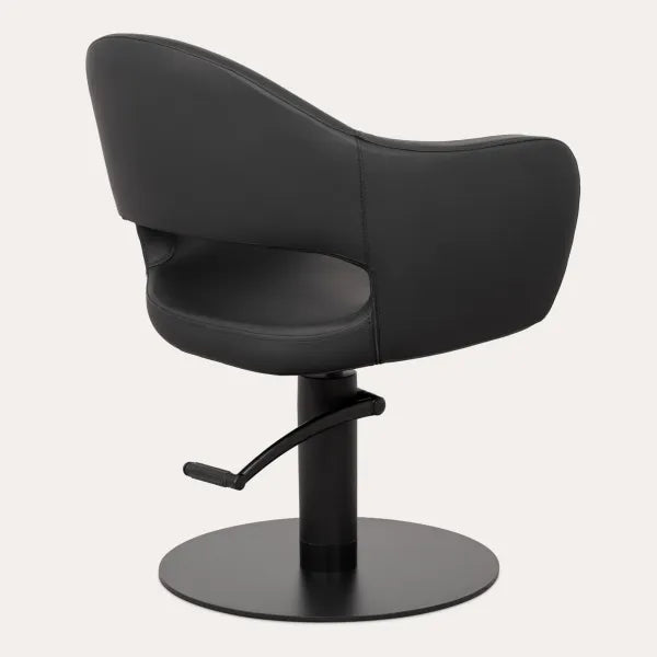 Friseurstuhl LIRA mit Hydraulik, ergonomisch, stabil, komfortabel – hochwertiges Leder, Fußstütze, runder Standfuß