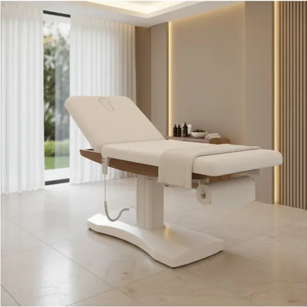 Elektrische Massageliege mit 2 Motoren, Massagetisch in Weiß, Behandlungsliege Atlantic-wood - Tiptop - Einrichtung