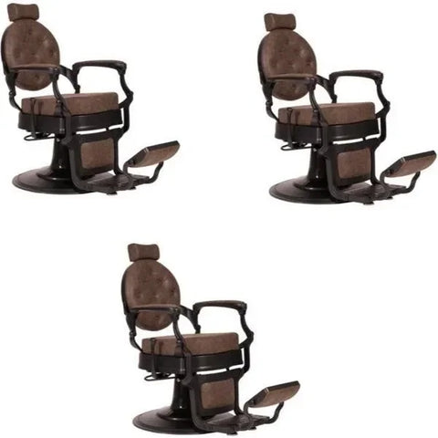 3x Barber stuhl in Altbraun – Schwarz, Herren Friseurstuhl Buzz, Luxuriöser Barbershop stuhl für stilvolle Salons - Tiptop - Einrichtung