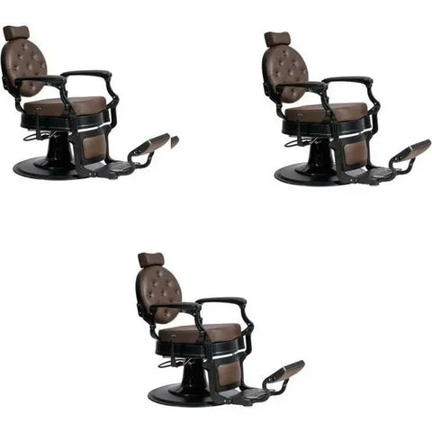3x Barber stuhl in Braun, Herren Friseurstuhl Buzz, Luxuriöser Barbershop stuhl für stilvolle Salons - Tiptop - Einrichtung
