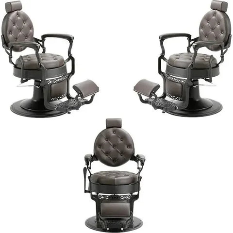 3x Barber stuhl in Braun-Schwarz, Herren Friseurstuhl Mack, Luxuriöser Barbershop stuhl für stilvolle Salons - Tiptop - Einrichtung