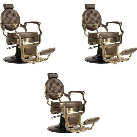 3x Barber stuhl in Bronze, Herren Friseurstuhl Buzz, Luxuriöser Barbershop stuhl für stilvolle Salons - Tiptop - Einrichtung
