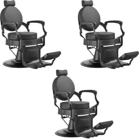 3x Barber stuhl in eleganter Schwarzfarbe, Herren Friseurstuhl Shor, Luxuriöser Barbershop stuhl für stilvolle Salons - Tiptop - Einrichtung