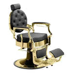 3x Barber stuhl in Gold-Schwarz, Herren Friseurstuhl Mae, Luxuriöser Barbershop stuhl für stilvolle Salons