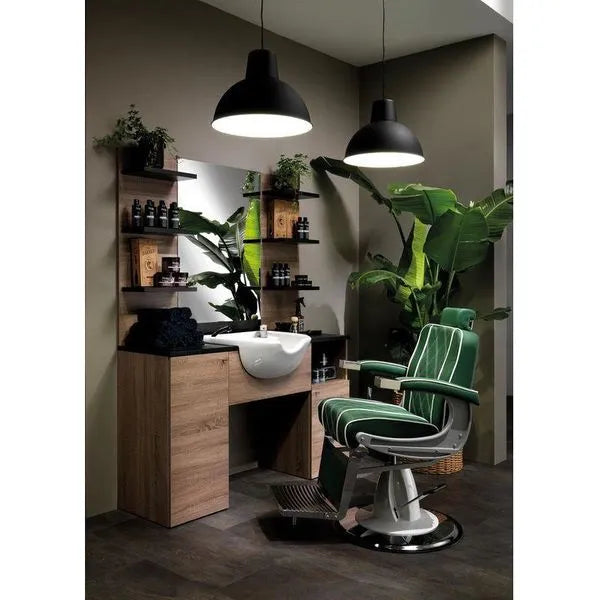 3x Barber stuhl in Grün, Herren Friseurstuhl Gran, Luxuriöser Barbershop stuhl für stilvolle Salons - Tiptop - Einrichtung