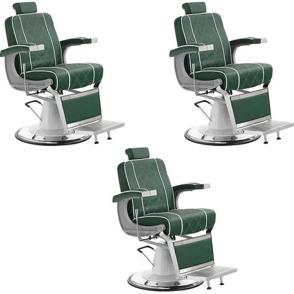 3x Barber stuhl in Grün, Herren Friseurstuhl Gran, Luxuriöser Barbershop stuhl für stilvolle Salons - Tiptop - Einrichtung