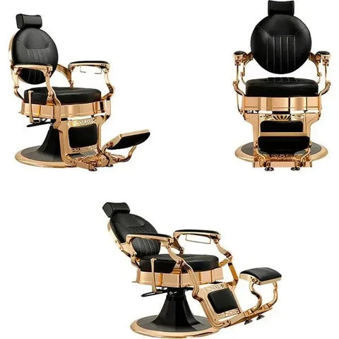 3x Barber stuhl in Schwarz – Gold, Herren Friseurstuhl Caesar, Luxuriöser Barbershop stuhl für stilvolle Salons - Tiptop - Einrichtung