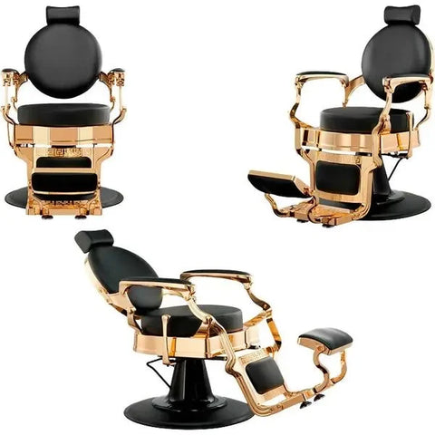 3x Barber stuhl in Schwarz-Gold, Herren Friseurstuhl Shor, Luxuriöser Barbershop stuhl für stilvolle Salons - Tiptop - Einrichtung