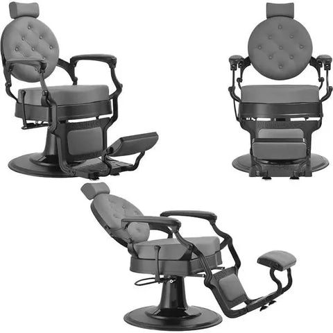 3x Barber stuhl in Schwarz-Grau, Herren Friseurstuhl Buzz, Luxuriöser Barbershop stuhl für stilvolle Salons - Tiptop - Einrichtung