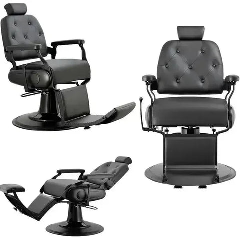 3x Barber stuhl in Schwarz, Herren Friseurstuhl Crop, Luxuriöser Barbershop stuhl für stilvolle Salons - Tiptop - Einrichtung
