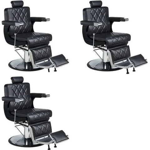 3x Barber stuhl in Schwarz, Herren Friseurstuhl Dave, Luxuriöser Barbershop stuhl für stilvolle Salons - Tiptop - Einrichtung