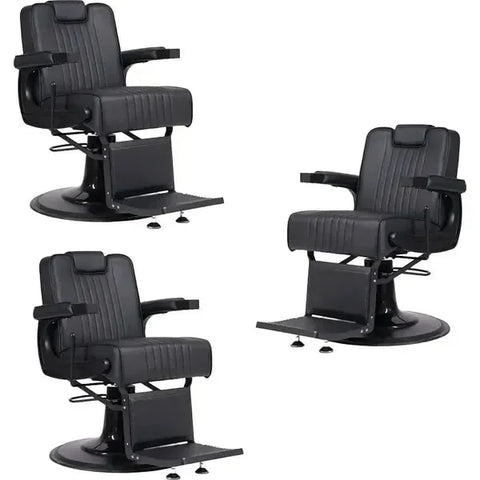 3x Barber stuhl in Schwarz, Herren Friseurstuhl Goni, Luxuriöser Barbershop stuhl für stilvolle Salons - Tiptop - Einrichtung