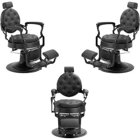 3x Barber stuhl in Schwarz, Herren Friseurstuhl Mack, Luxuriöser Barbershop stuhl für stilvolle Salons - Tiptop - Einrichtung
