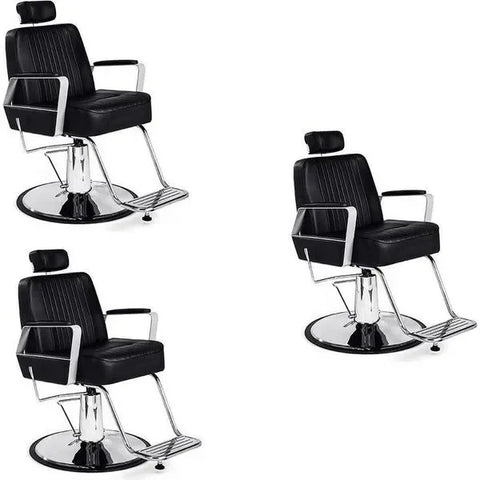 3x Barber stuhl in Schwarz, Hochwertiger Herren Friseurstuhl Joey1 - Tiptop - Einrichtung
