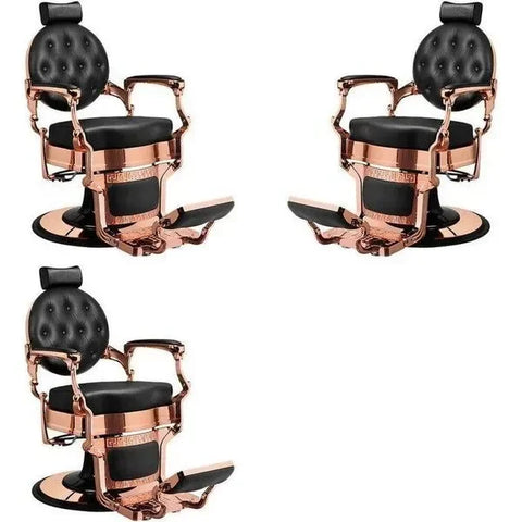 3x Barber stuhl in Schwarz-Kupfer, Herren Friseurstuhl Buzz, Luxuriöser Barbershop stuhl für stilvolle Salons - Tiptop - Einrichtung