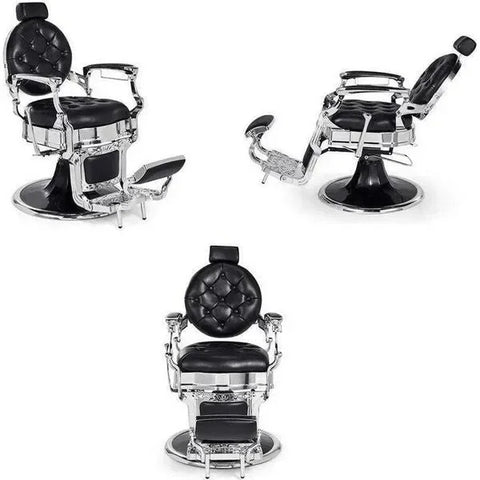 3x Barber stuhl in Schwarz – Silber, Herren Friseurstuhl Kirk - Tiptop - Einrichtung