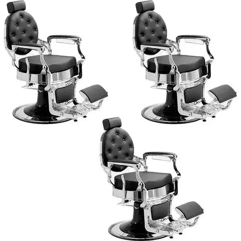 3x Barber stuhl in Silber-Schwarz, Herren Friseurstuhl Mae, Barbershop stuhl Hochwertige Verarbeitung und Komfort - Tiptop - Einrichtung