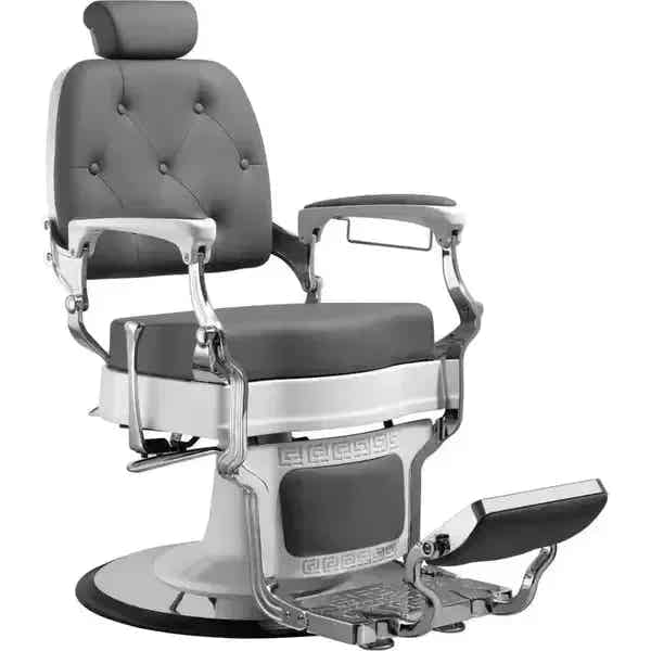 3x Barber stuhl in Weiß-Grau, Herren Friseurstuhl Trim, Luxuriöser Barbershop stuhl für stilvolle Salons