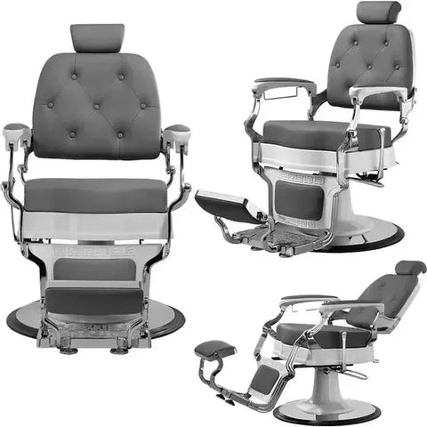 3x Barber stuhl in Weiß-Grau, Herren Friseurstuhl Trim, Luxuriöser Barbershop stuhl für stilvolle Salons - Tiptop - Einrichtung