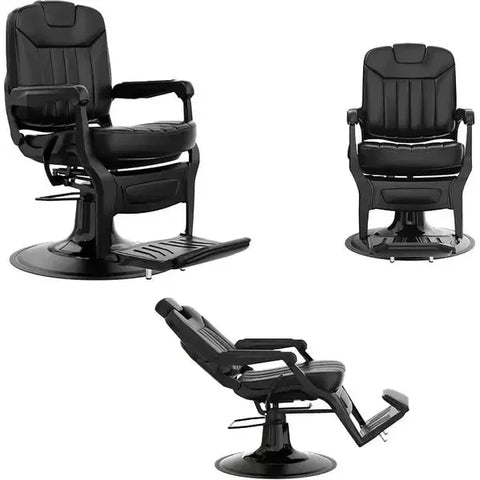 3x Barber stuhl Kale-B, Herren Friseurstuhl in Schwarz, Barbershop stuhl Barbershop stuhl für stilvolle Salons - Tiptop - Einrichtung