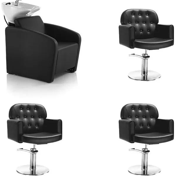 3x Friseurstuhl Lib - 1x Friseur Waschbecken Sun - Stylisches Friseurstuhl-Set - Tiptop - Einrichtung