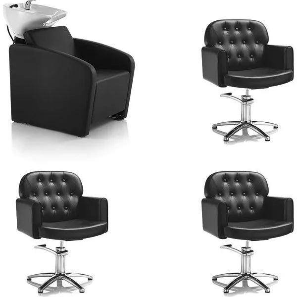 3x Friseurstuhl Lib - 1x Friseur Waschbecken Sun - Stylisches Friseurstuhl-Set - Tiptop - Einrichtung
